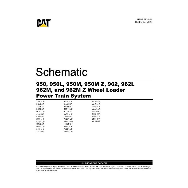 Esquema Trem de Força (Power Train) CAT 950, 950L, 950M, 962, 962L, 962M