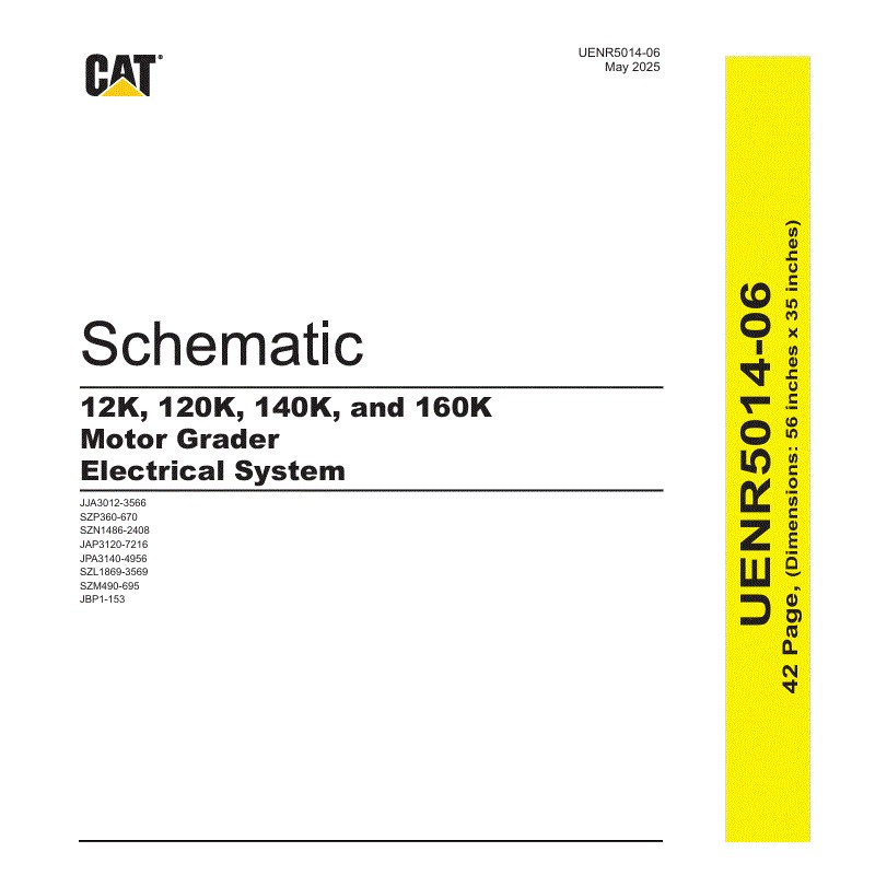 Esquema Elétrico Motoniveladora CAT 12K, 120K, 140K, 160K (UENR5014-03)