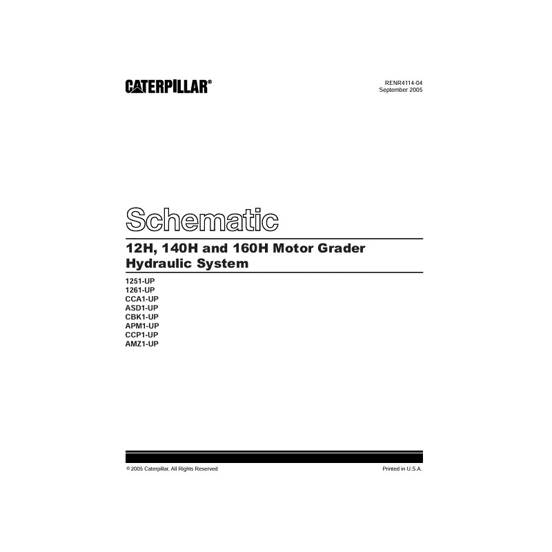 Esquema Hidráulico Motoniveladora CAT 12H, 140H, 160H (RENR4114-04)