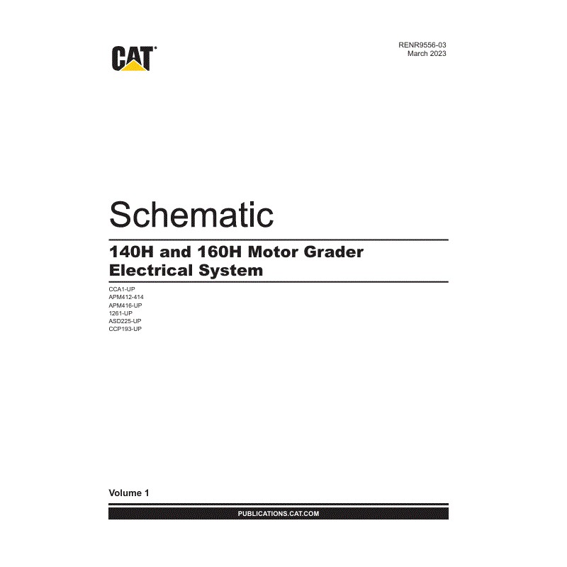 Esquema Elétrico Motoniveladora CAT 140H e 160H (RENR9556-03)