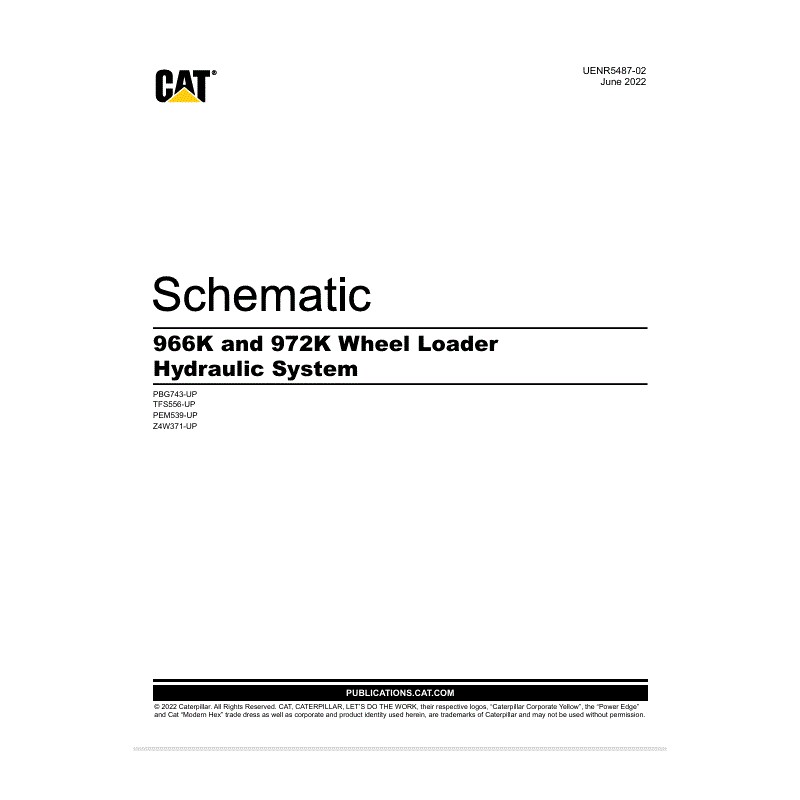 Esquema Hidráulico Carregadeira CAT 966K e 972K (UENR5487-03)