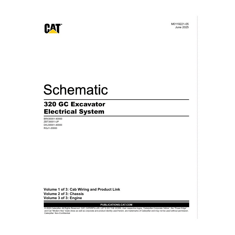 Esquema Elétrico Escavadeira CAT 320 GC (M0119221-01)