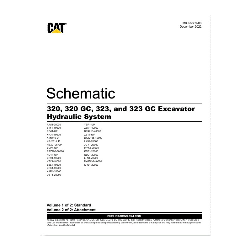 Esquema Hidráulico Escavadeira CAT 320, 320 GC, 323, 323 GC (M0095369-02)