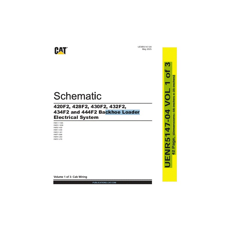 Esquema Elétrico Retroescavadeira CAT 420F2, 428F2, 430F2, 432F2, 434F2, 444F2 (UENR5147-04)
