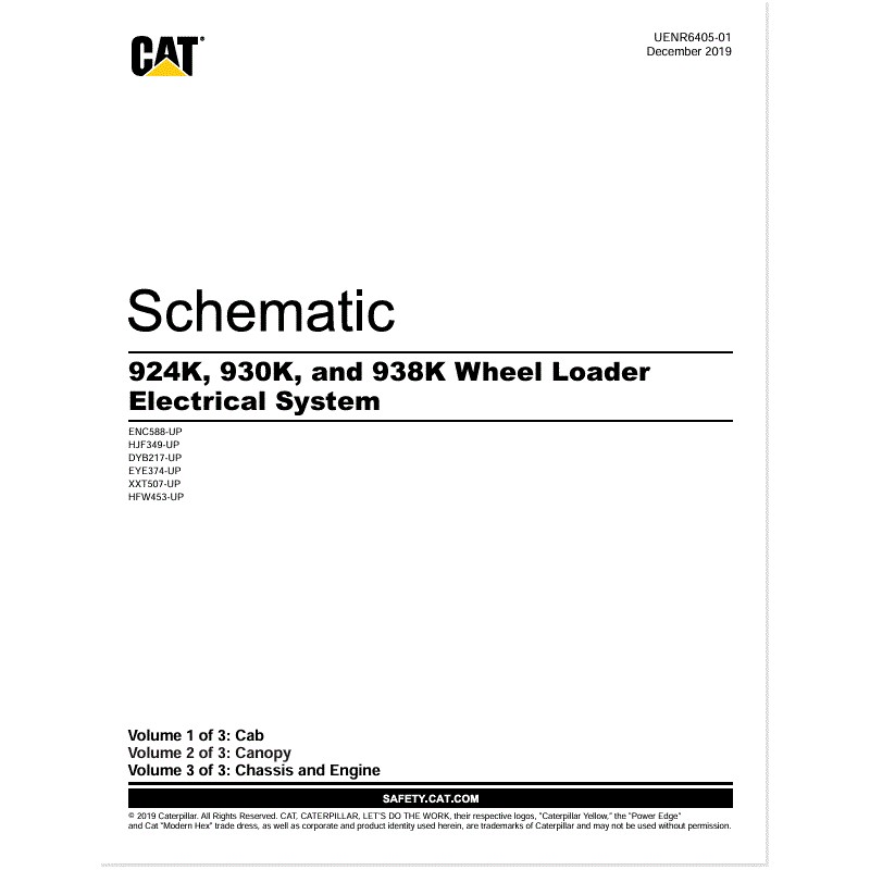 Esquema Elétrico Carregadeira CAT 924K, 930K, 938K (UENR6405-01)