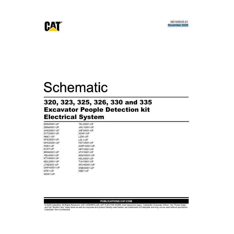 Esquema Elétrico Kit Detecção de Pessoas CAT 320 a 335 (M0165635-01)