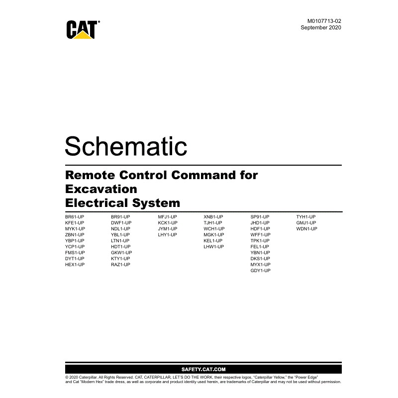 Esquema Elétrico Kit Controle Remoto (Command for Excavation) CAT 320 a 352 (M0107713-02)