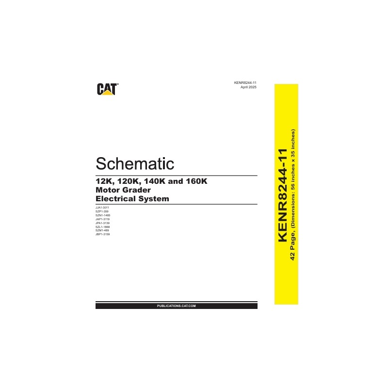 Esquema Elétrico Motoniveladora CAT 12K, 120K, 140K, 160K (KENR8244-11)