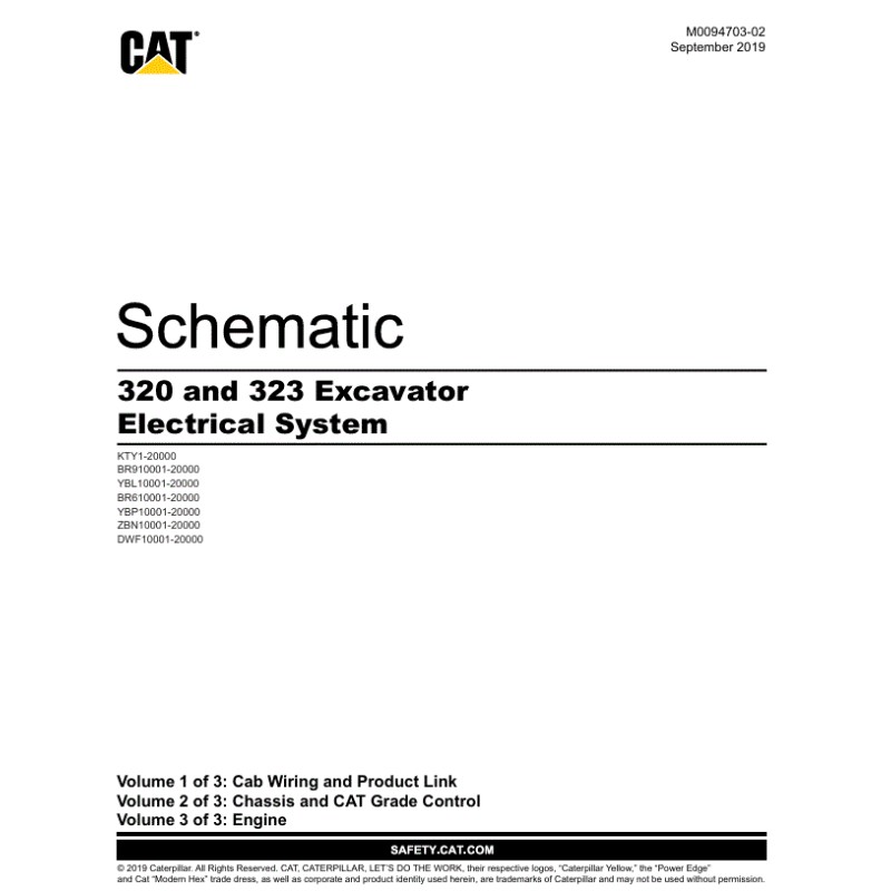 Esquema Elétrico Escavadeira CAT 320 e 323 (M0094703-02)