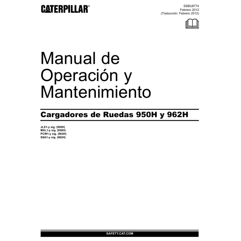 Manual de Operação e Manutenção Pá Carregadeira Cat 950H e 962H (SSBU8774) – PDF