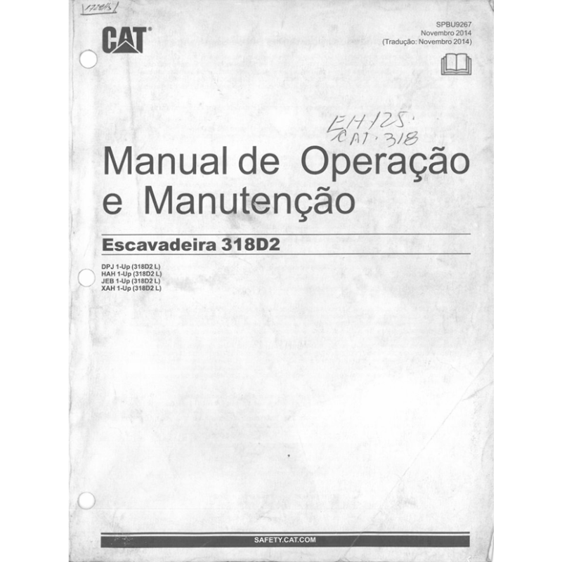 Manual de Operação e Manutenção Escavadeira Hidráulica Cat 318D2 L (SPBU9267) – PDF